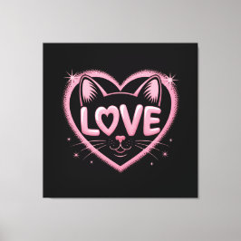 Sparkling Cat Love Canvastryck