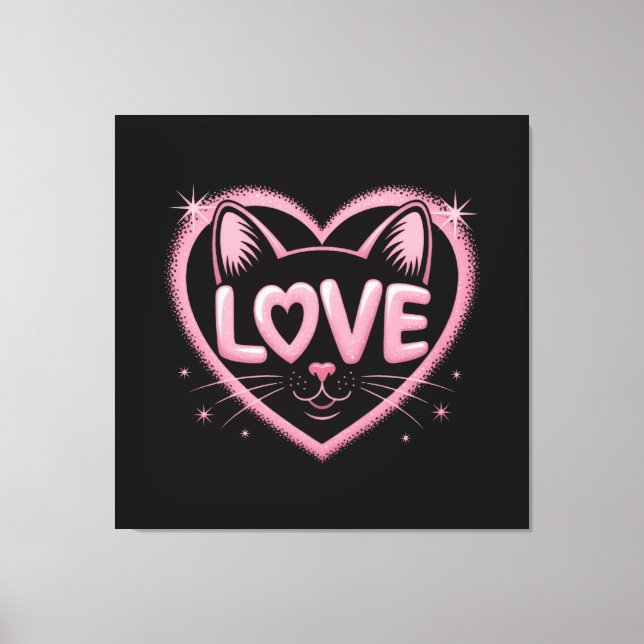 Sparkling Cat Love Canvastryck (Framsida)