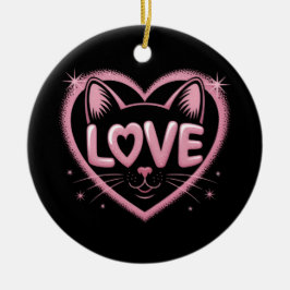 Sparkling Cat Love Julgransprydnad Keramik