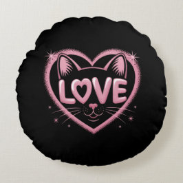 Sparkling Cat Love Rund Kudde