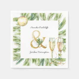 Sparkling Cheer Winter Greenery | Monogram Bröllop Pappersservett