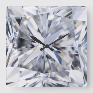 Sparkling diamantstruktur April Birthstone Fyrkantig Klocka