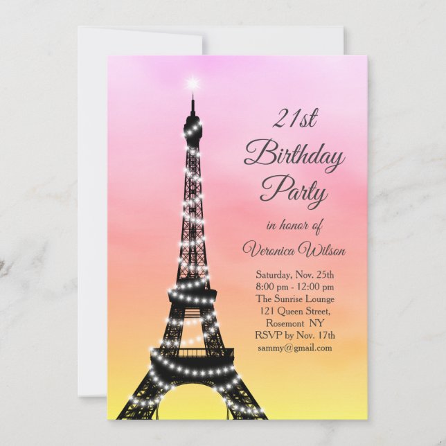 Sparkling Eiffel står hög 21st Inbjudningar (Framsida)