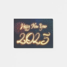 Sparkling Fireworks Happy New Year 2025 Post-it Block
