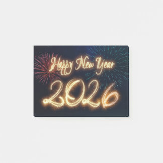 Sparkling Fireworks Happy New Year 2026 Post-it Block