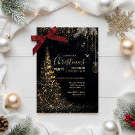 Sparkling Gold Christmas Tree Invitation Inbjudningar