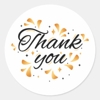 Sparkling gold thank You Classic Round Sticker Runt Klistermärke