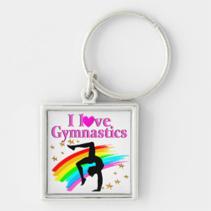 SPARKLING GYMNAST FYRKANTIG SILVERFÄRGAD NYCKELRING