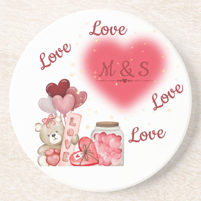 Sparkling Heart Love Coaster Underlägg (Framsidan)