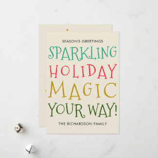 Sparkling Holiday Magic Flat Holiday Card Julkort