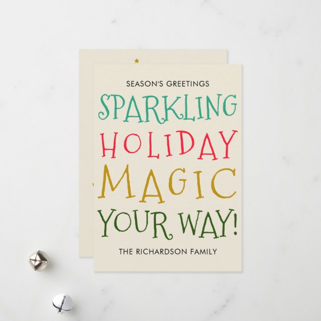 Sparkling Holiday Magic Flat Holiday Card Julkort (Fram/Back In Situ)