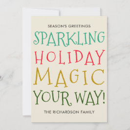 Sparkling Holiday Magic Flat Holiday Card Julkort