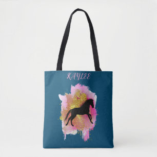 SPARKLING HORSE TOTE BAG PERSONLIG. TYGKASSE