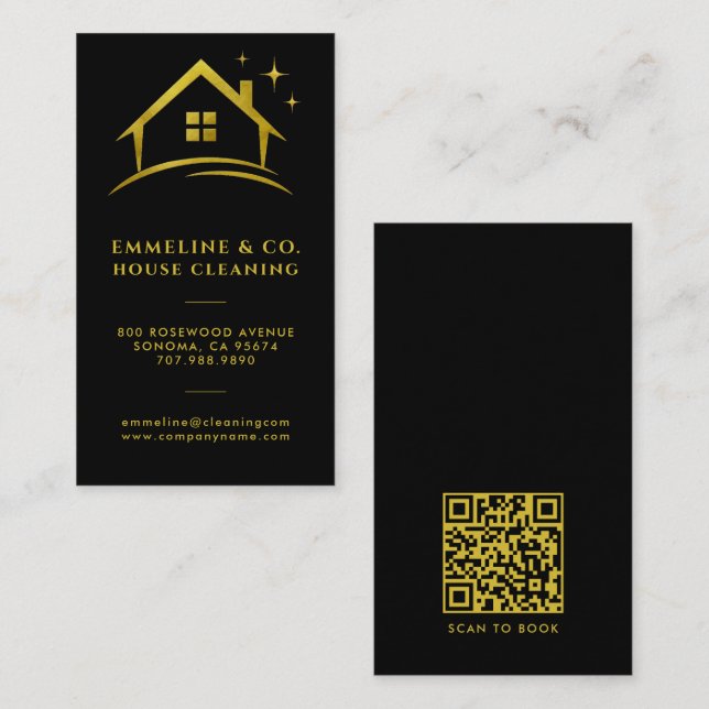 Sparkling House Cleaning service QR-kod Visitkort (Fram/baksida)