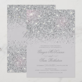 Sparkling inbjudningar för silverglitterbröllop