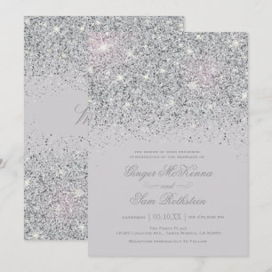 Sparkling inbjudningar för silverglitterbröllop