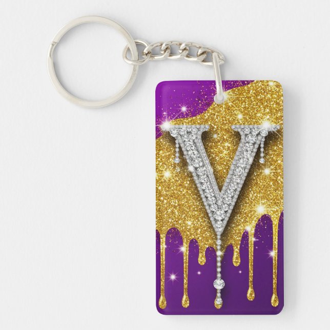 Sparkling Letter V With Gold Glitter Drip (Framsidan)