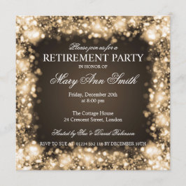 Sparkling ljus för elegantt pensionpartyguld inbjudningar
