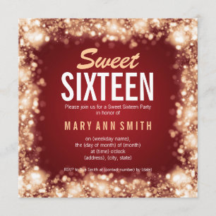 Sparkling ljus för elegantt sweet sixteenpartyguld inbjudningar