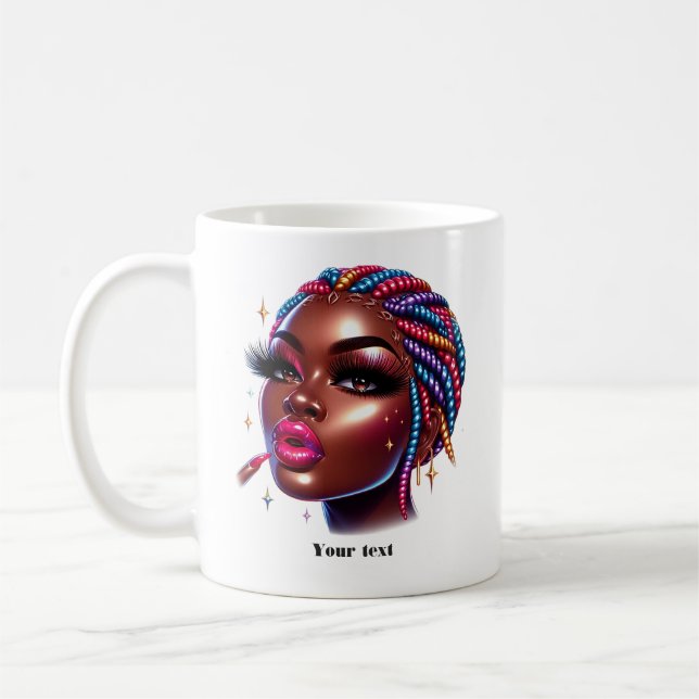 Sparkling Melanin Chic African American Urban Kaffemugg (Vänster)