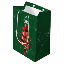 Sparkling Red Ribbon Julgran