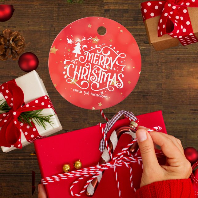 Sparkling Red Star God jul Gåvor Etiketter (Skapare uppladdad)