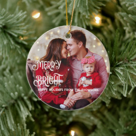 Sparkling Red Star Merry Bright Jul Julgransprydnad Keramik