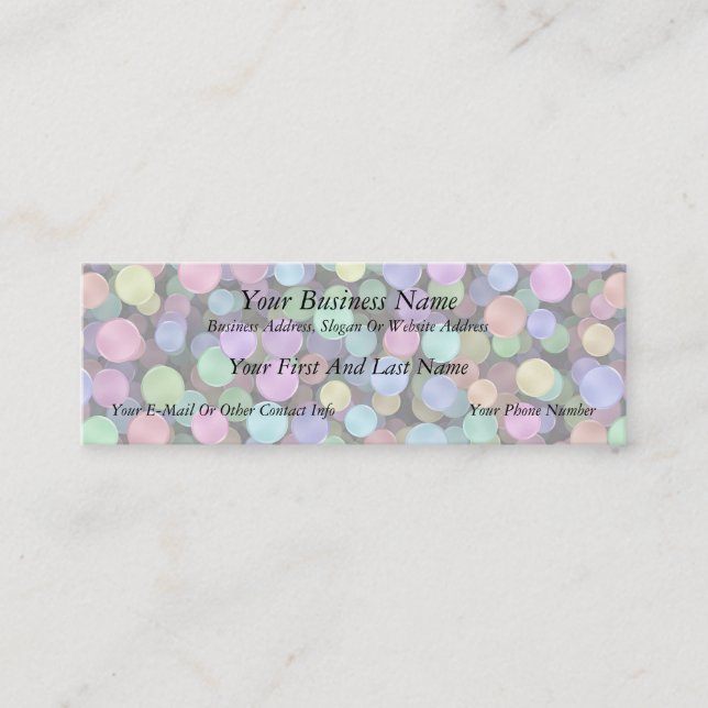Sparkling regnbågepolka dots mini visitkort (Framsida)