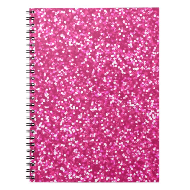 Sparkling rosaglitter anteckningsbok med spiral (Framsidan)