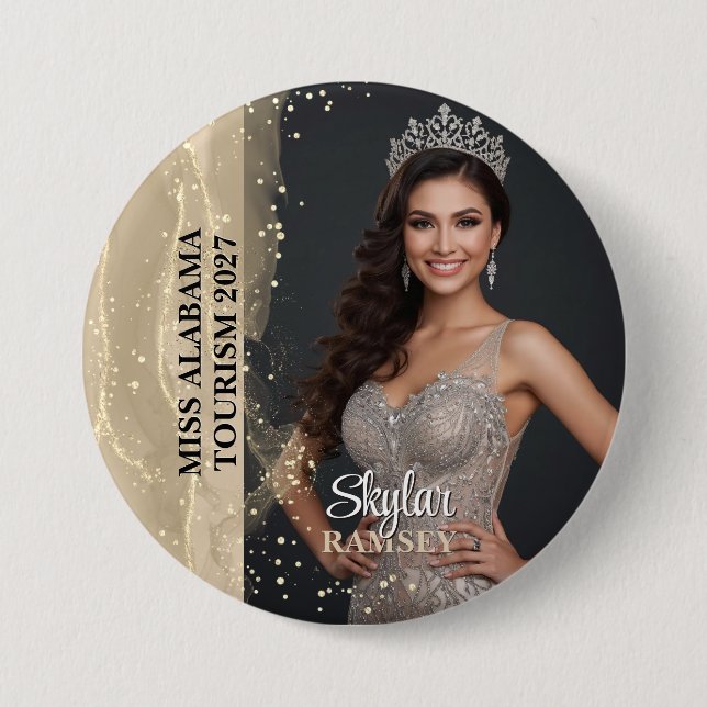 Sparkling Sand Pageant Photo Button Knapp (Framsida)