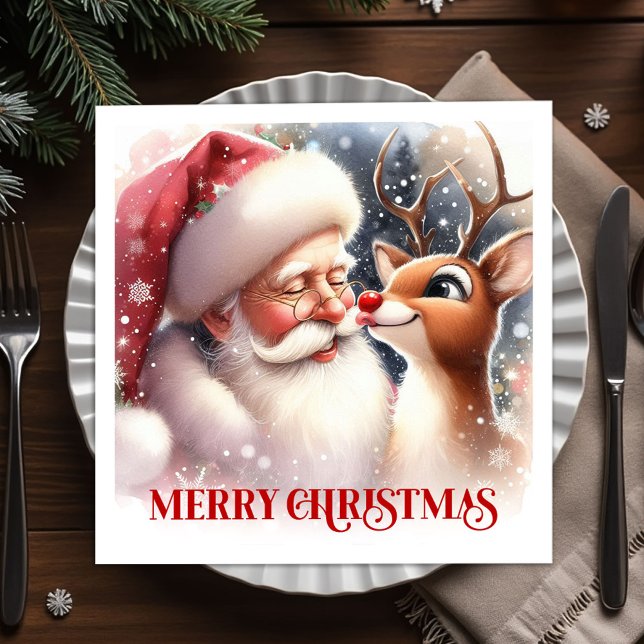 Sparkling Santa Rudolph Xmas Table Napkins Pappersservett (Sparkling Santa Rudolph Xmas Table Napkins)