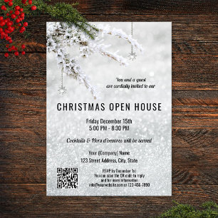 Sparkling Snow Christmas Company Open House QR In Inbjudningar