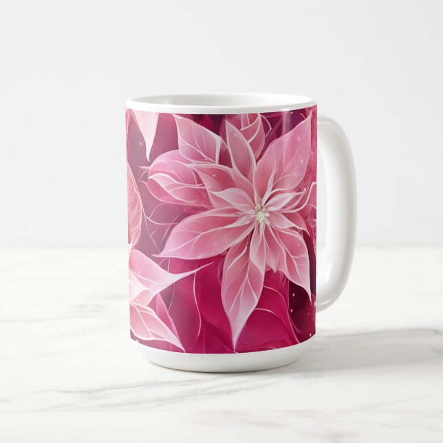 Sparkling Soft Rosa Poinsettia Kaffemugg (Framsida höger)