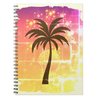 Sparkling Sunset Palm Tree | Tropical Paradise Sil Anteckningsbok