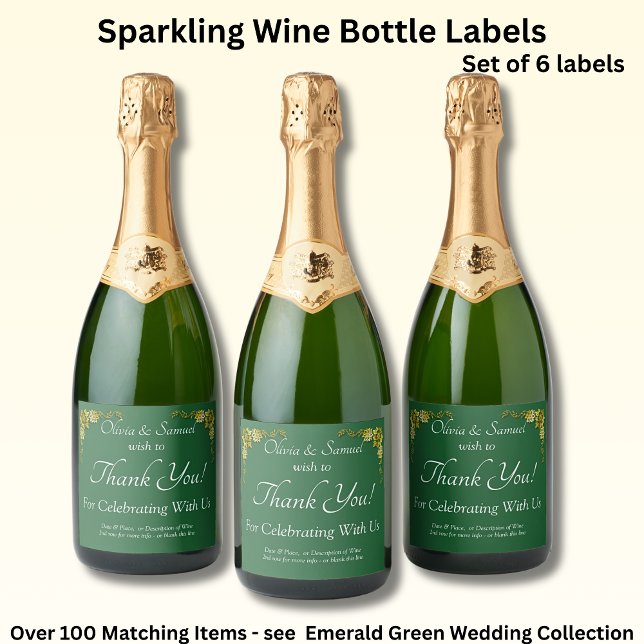 Sparkling Wine Bottle Labels, Emerald Green & Gold (Skapare uppladdad)