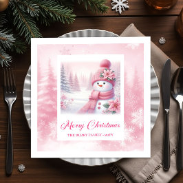 Sparkling Winter Scene Pinkmas Christmas Napkins  Pappersservett