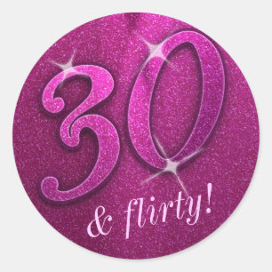 Sparkly 30 och Flirty Runt Klistermärke