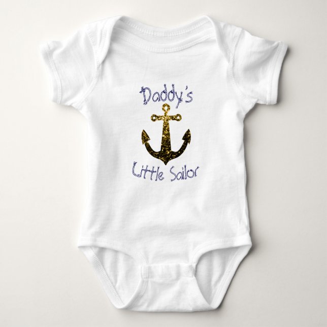 Sparkly Anchor Pappor Little Sailor Personalize  T Shirt (Framsida)
