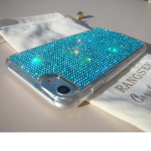 Sparkly Aqua Blue Crystal iPhone 7/8 Clear Fodral