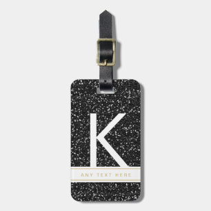 Sparkly Black Glitter Monogrammed ursprungligt res Bagagebricka