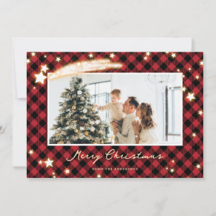 Sparkly Black och Red Buffalo Play Star Photo Julkort