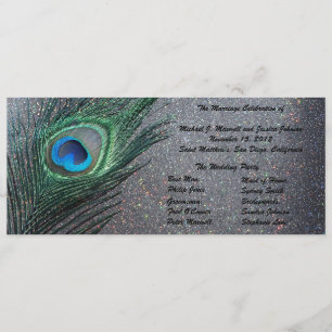 Sparkly Black Peacock Bröllopsprogram Program