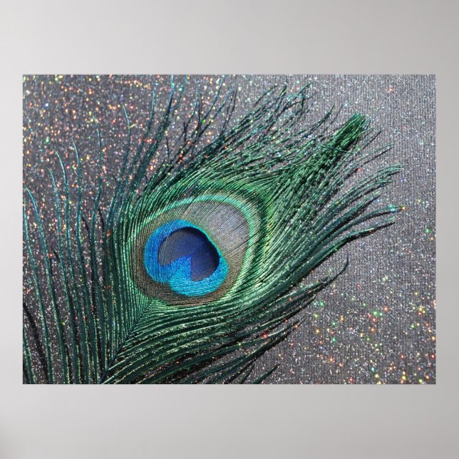 Sparkly Black Peacock Feather Life Poster (Framsidan)