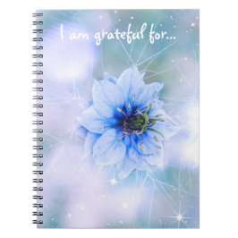 Sparkly Blue Flower Gratitude Journal Anteckningsbok