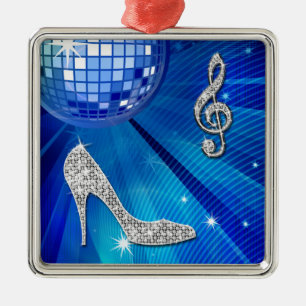 Sparkly Blue/silver Music Note & Stiletto Heel Julgransprydnad Metall