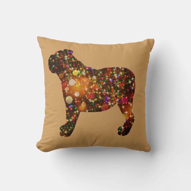 Sparkly bulldoggBokeh Silhouette Kudde (Framsida)