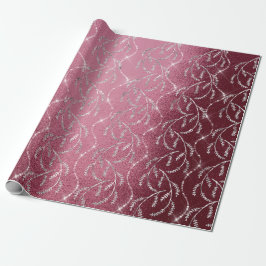 Sparkly Burgundy Laurel Blommigt Silver Diamonds Presentpapper