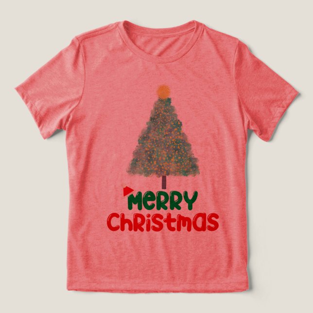 Sparkly Christmas Tree "Merry Christmas" Women's T Shirt (Design Framsida)