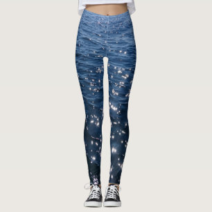 Sparkly Deep Blue Sea Vinkarare Leggings