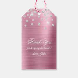 Sparkly Diamond Confetti Rosa Foil Tack Presentetikett